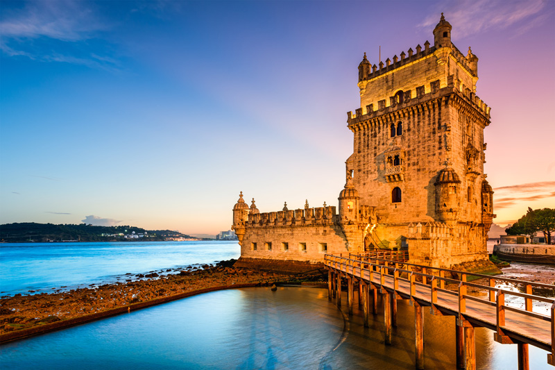 Lisbon, Portugal at Belem Tower on the Tagus River.